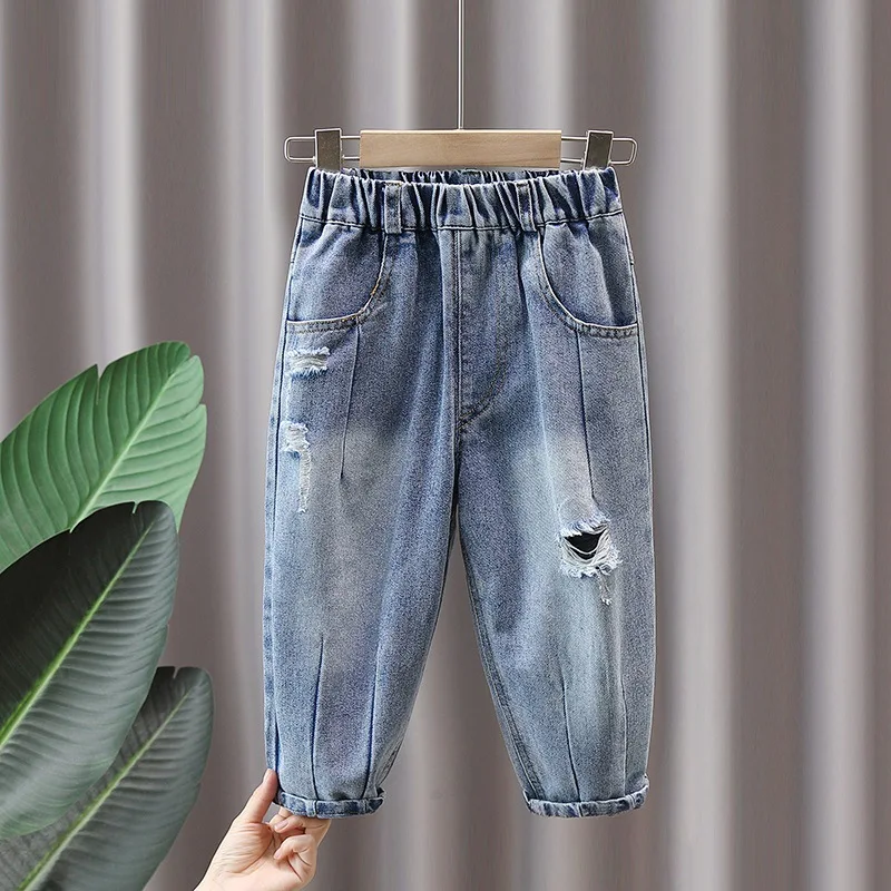 

Kids Ripped Pants Toddler Boys Jeans Stretch Denim Trousers Spring Autumn Boy Trousers Children Casual Pants 2-9 Years