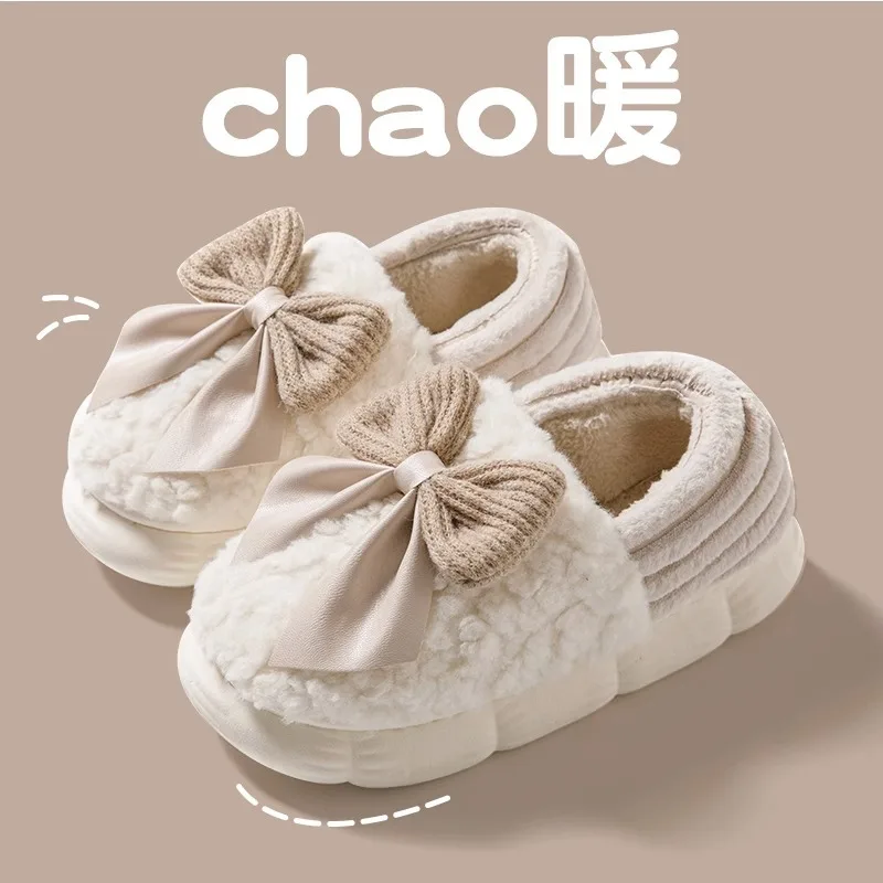 2023 Winter Warm Home Fur Slippers Women Luxury Faux Suede Plush Couple Cotton Shoes Indoor Bedroom Flat Heels Fluffy Slippers