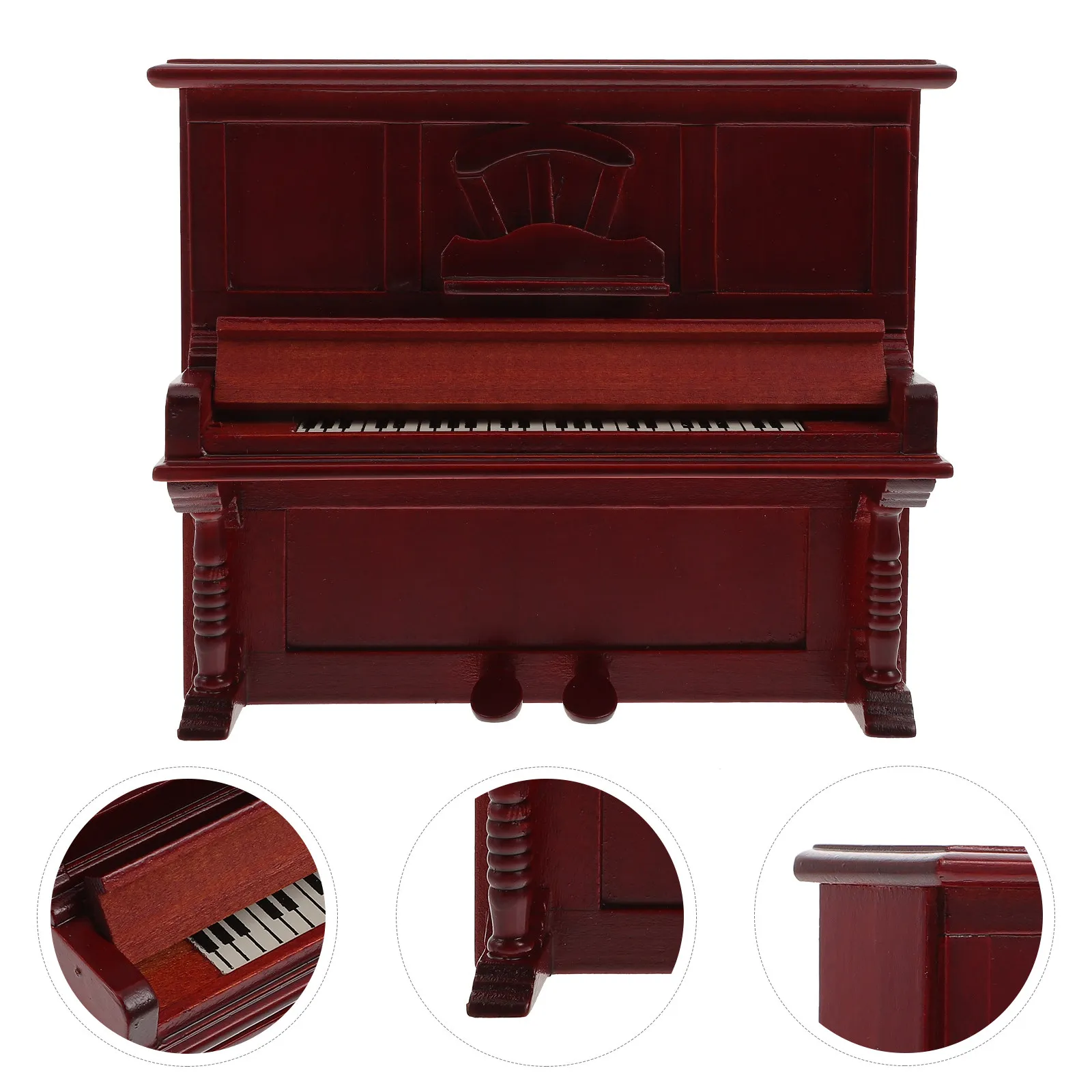 

Миниатюрное деревянное винтажное пианино: реалистичная форма, украшение для кукольного домика, маленькое домашнее декоративное изделие
