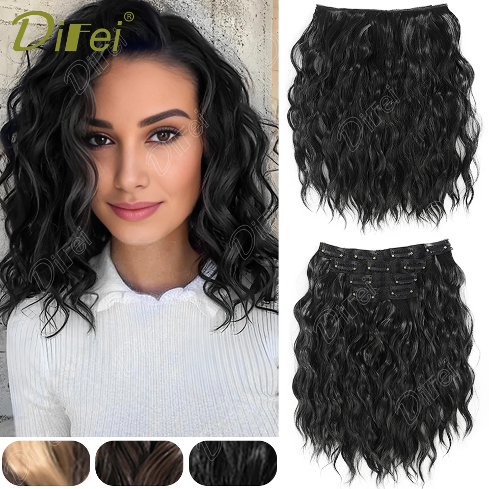 

DIFEI Synthetic Wig BB Clip Style 4-piece Set Short Curly Hair Extensions Wig Natural Smooth Curly Hair Extensions Wig