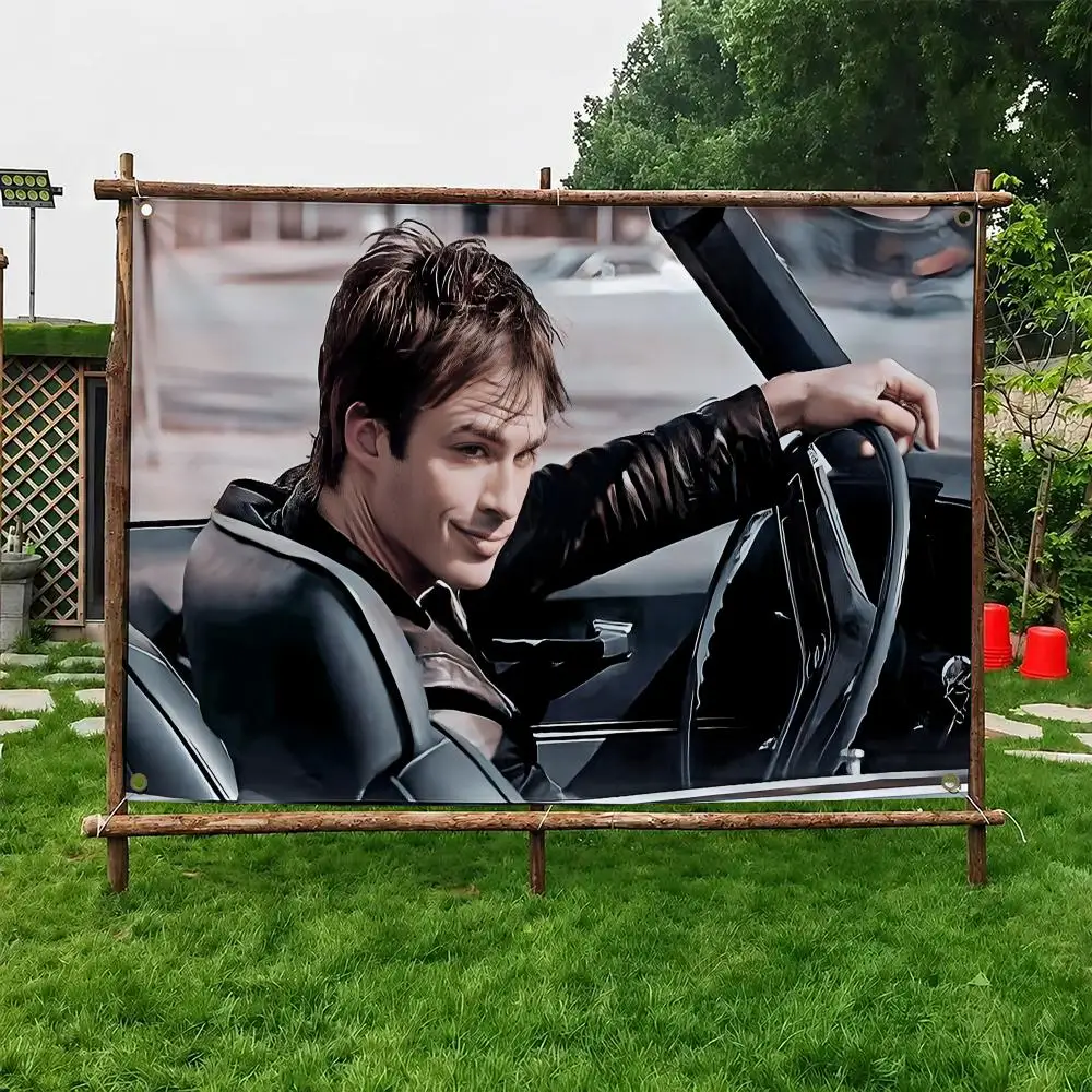Damon Salvatore Film Cool Flags Flag Soft skin-friendly Durable Tapestry Outdoor party Home living room bedroom Decoration