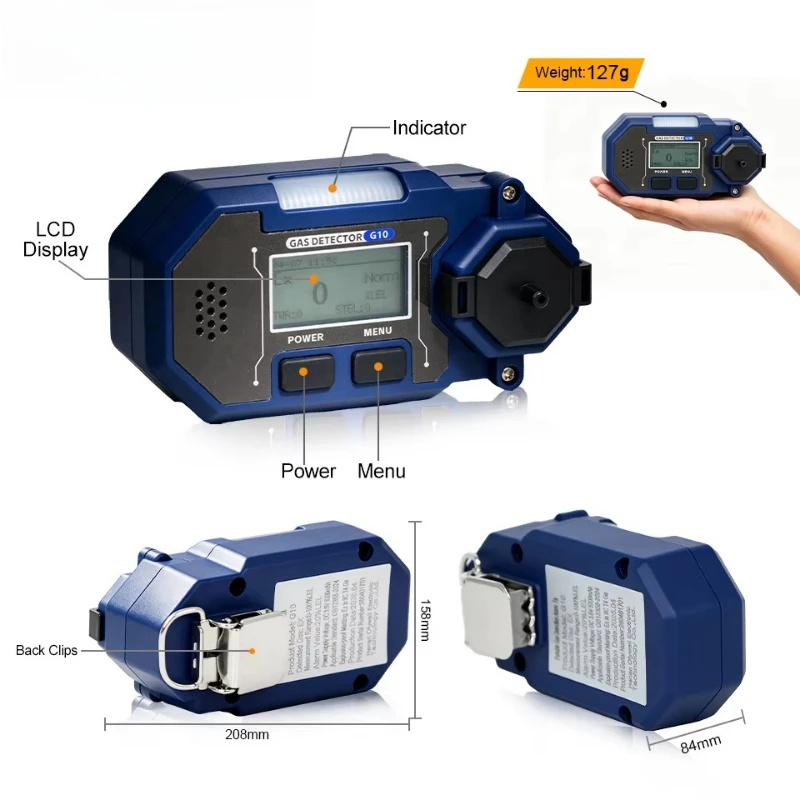 Factory direct sales handheld toxic combustible gas detector H2S gas monitor with sound and light vibration alarm system