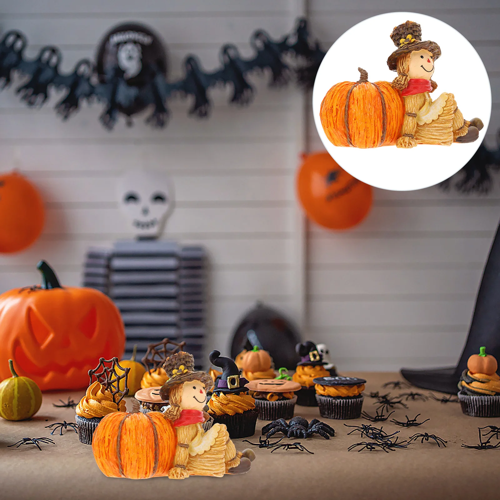 

1Pcs Scarecrow Pumpkin Resin Ornament Vivid Thanksgiving Halloween Party Desktop Decoration Artificial Pumpkins Figurine