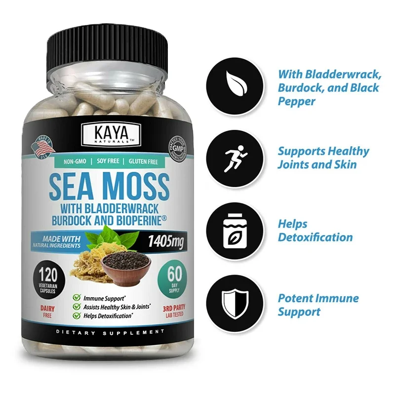 Kaya Naturals Sea Moss | Joint Supplement for Men and Women | with Organic Burdock Root, Irish Moss, Fucus and BioPerine