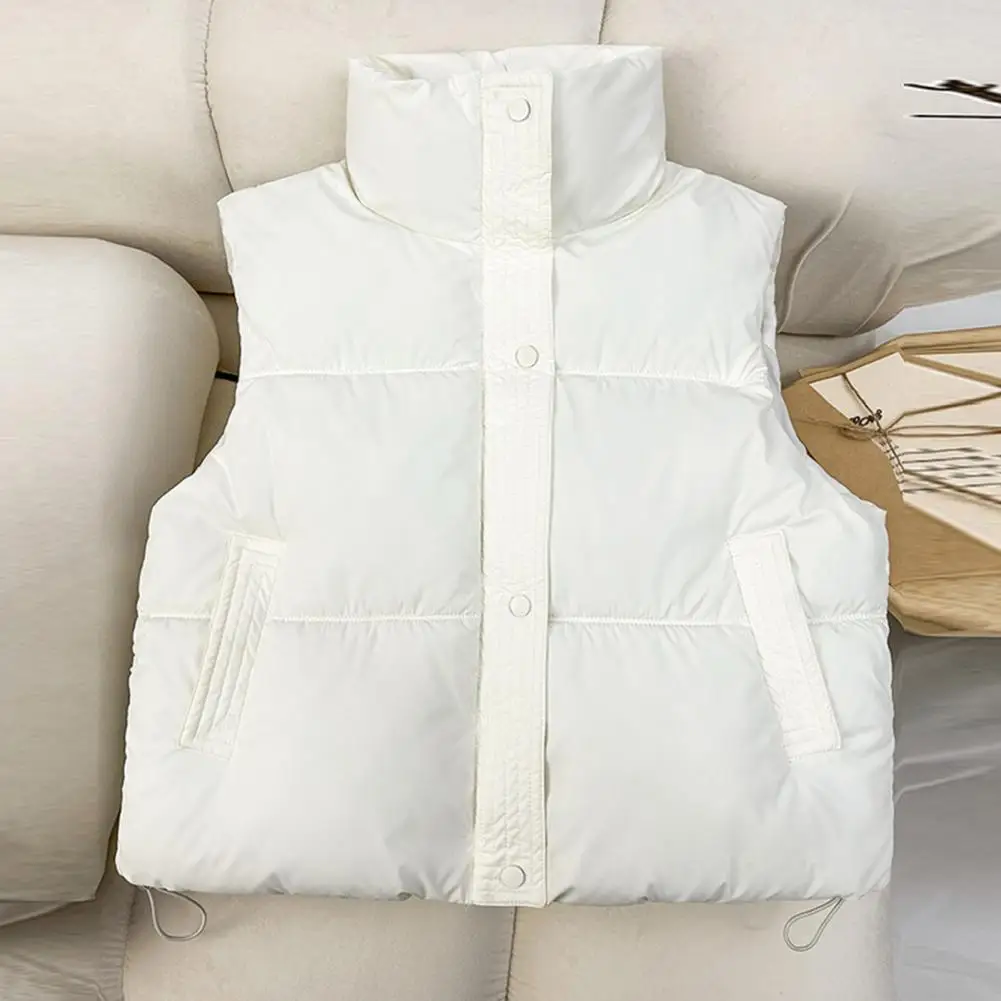 เสื้อกั๊กโค้ทสีทึบสำหรับผู้หญิง, เสื้อกั๊กโค้ทกันหนาวปกตั้งมีซิปการเก็บรักษาความร้อนบุนวมหนาสำหรับกลางแจ้ง