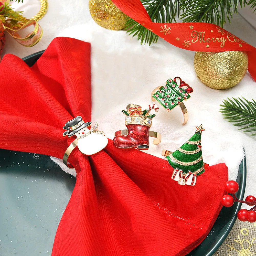 Christmas Tree & Snowman Napkin Rings - Festive Table Decor