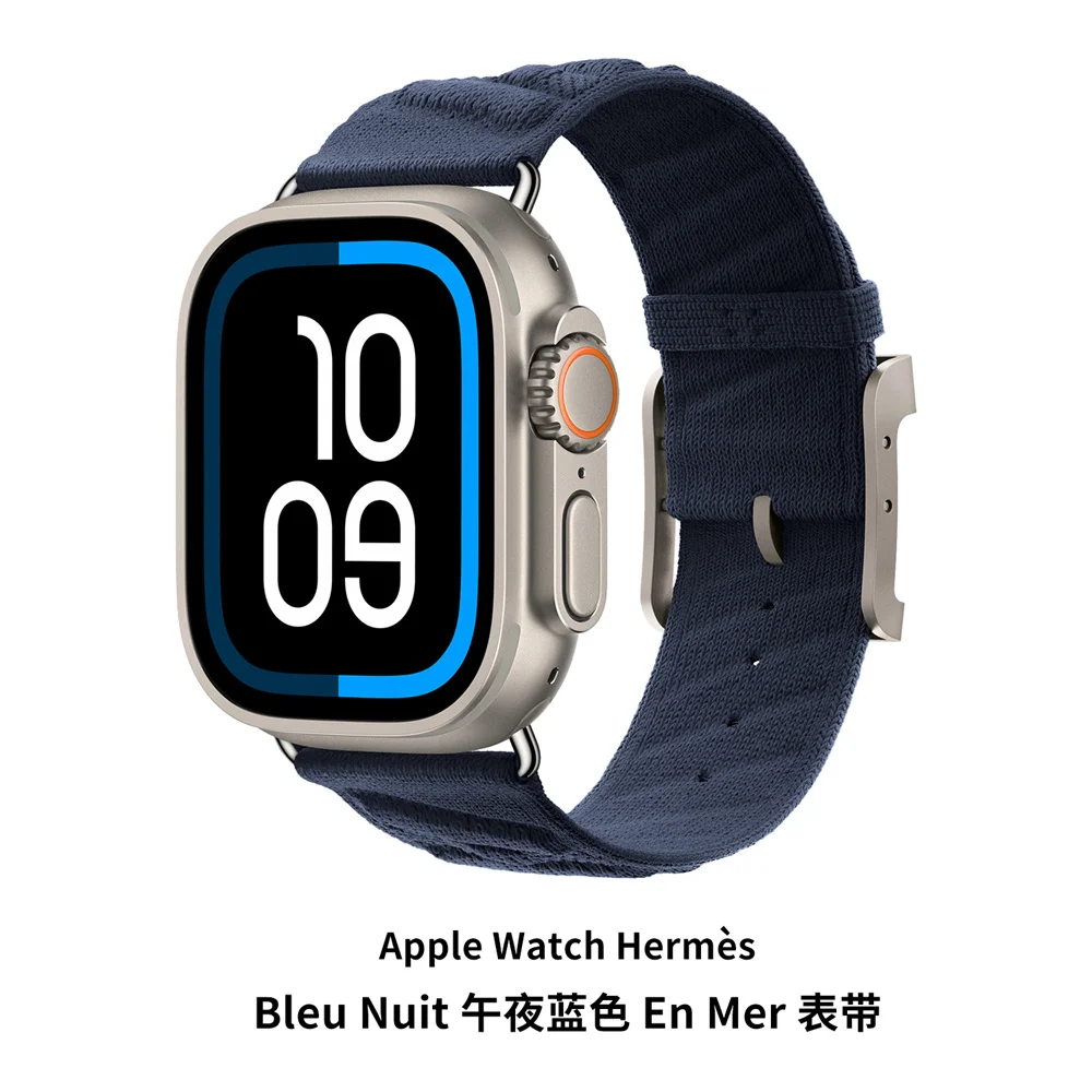 

Нейлоновый ремешок Ocean для Apple Watch Ultra 11 10 9 8 7 6 SE En Mer Band Bleu Nuit Браслет iWatch 49 мм 46 мм 42 мм 45 мм 41 мм 44/40 мм