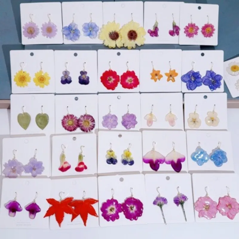 

Серьги из натуральных цветов серии Natural Plant: ручная работа, эпоксидная смола, прессованные цветы, оптовая продажа, цветочные украшения, индивидуальная упаковка