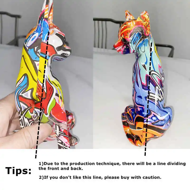 Resin French Bulldog Graffiti Dog Statue Home Tabletop Decor Chihuahua Animal Figurine Sculpture Interior Room Desk Decoration