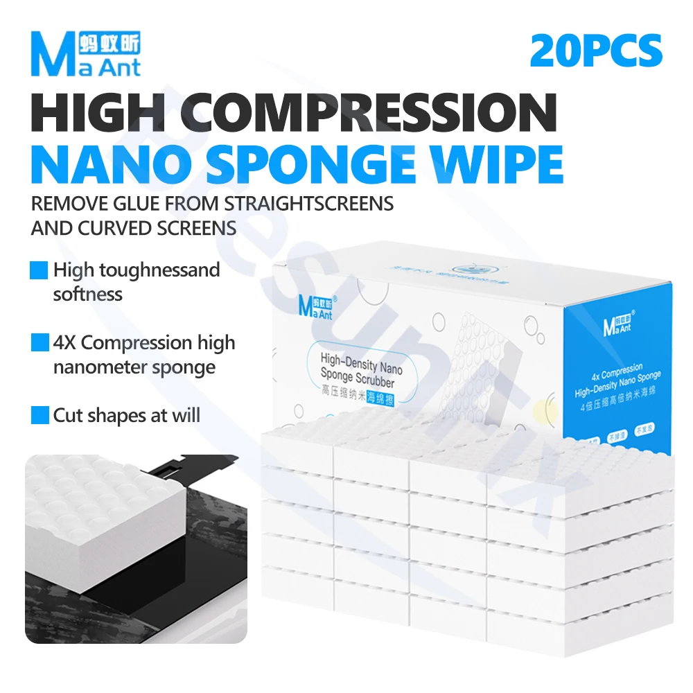

MaAnt 4x High-Compression Nano Sponge Cut To Size Without Shedding for Mobile Phone Repair Powerful Stain Adhesive Removal Tool