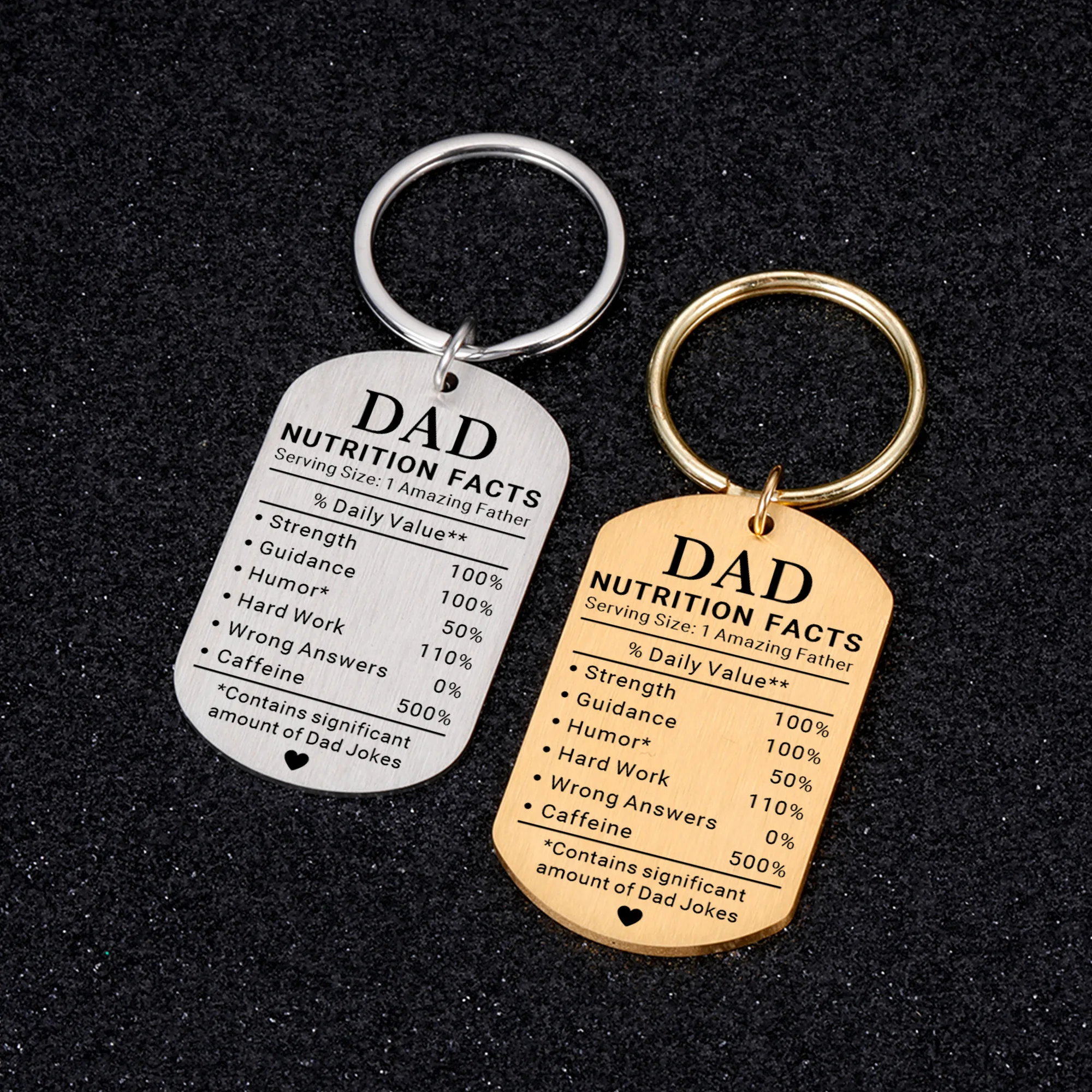 Personalized Dad Nutrition Facts Keychain Father's Day Gifts for Dad From Daughter Birthday Gifts for Papa Daddy Thanks Giving