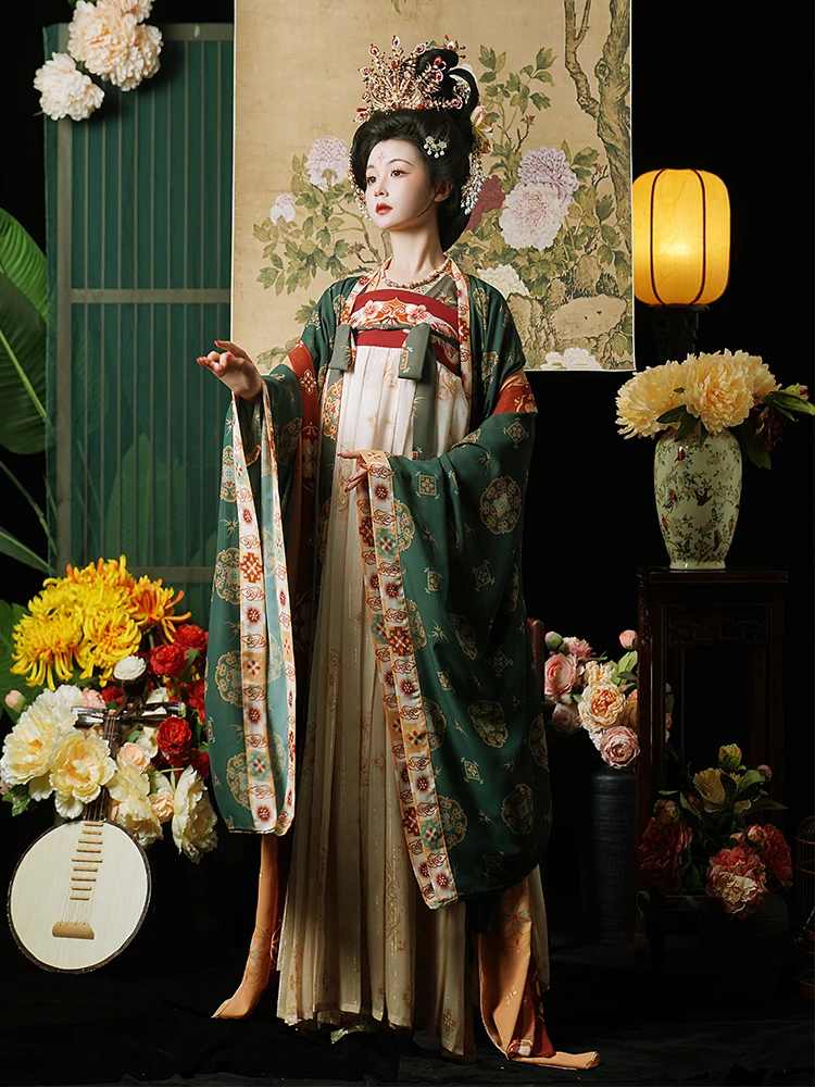 Original Hanfu for Women Tang Dynasty Ruqun Recovery Chest-length Skirt Big Sleeve Shirt Spring Summer