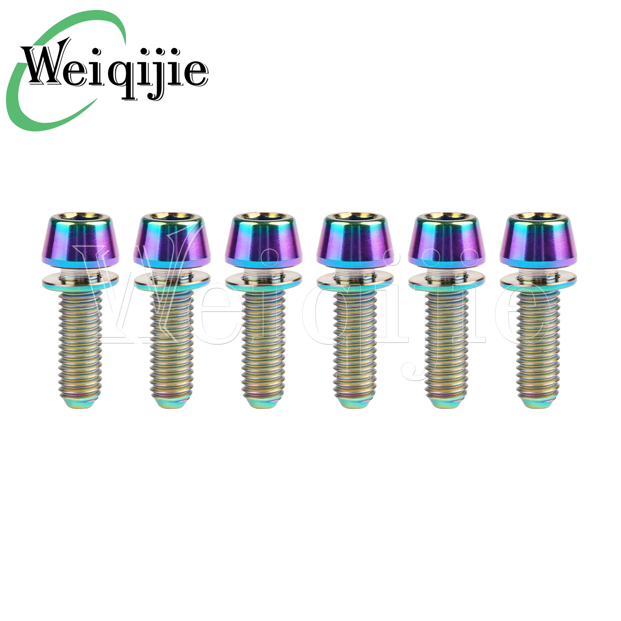 

Weiqijie 6pcs Titanium Bolts M5 M6x16 18 20 25mm Bike Stem Bolts Taper Head with Washers for MTB Mountain Road