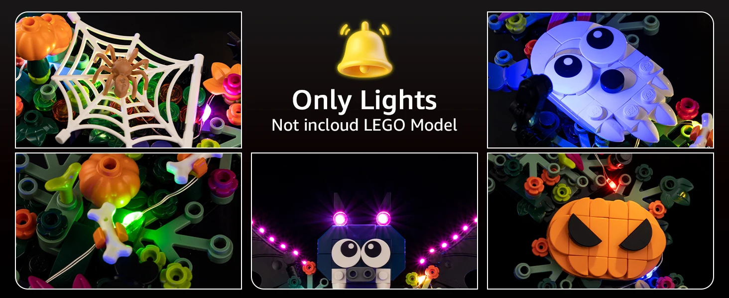 LED-Beleuchtungsset Passend für LEGO Halloween-Kranz 40825 Bausteine – Detail 5