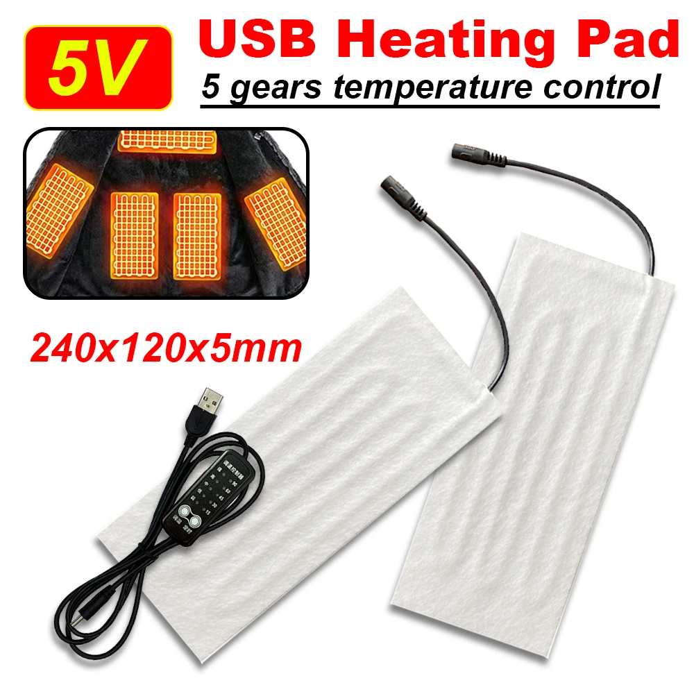 Heating Pad USB 5V Heating Wire Heating Mat Electric Heating Element Film Winter Feet Warming Pillow Vest Coat Jacket Heater Pad