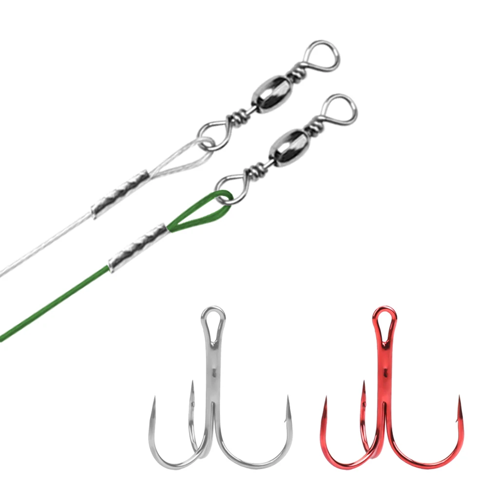 FISH KING High Carbon Steel Carp Fishing HOOK Treble Hooks With Steel Wire Rope Red Fishhook for Carp Bass Fishing Accessories image 5