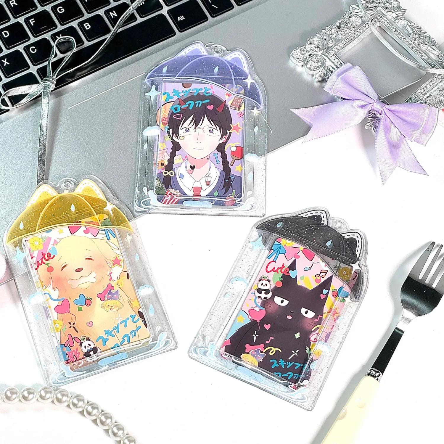 Kpop Photocard Holder with Keychain Y2K Photo Card Sleeves ID Badge Holder Card Protector