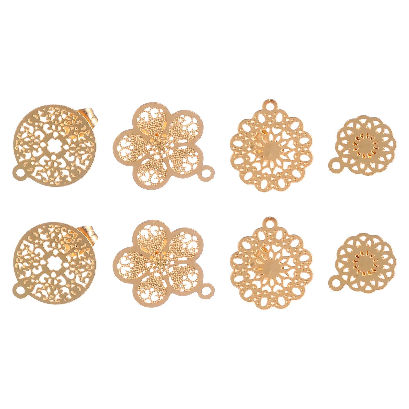 

4 Pairs Hollow Ear Studs Earrings Stainless Steel Jewelry Accessories DIY Pendant Charm Set Metal Lightweight Elegant
