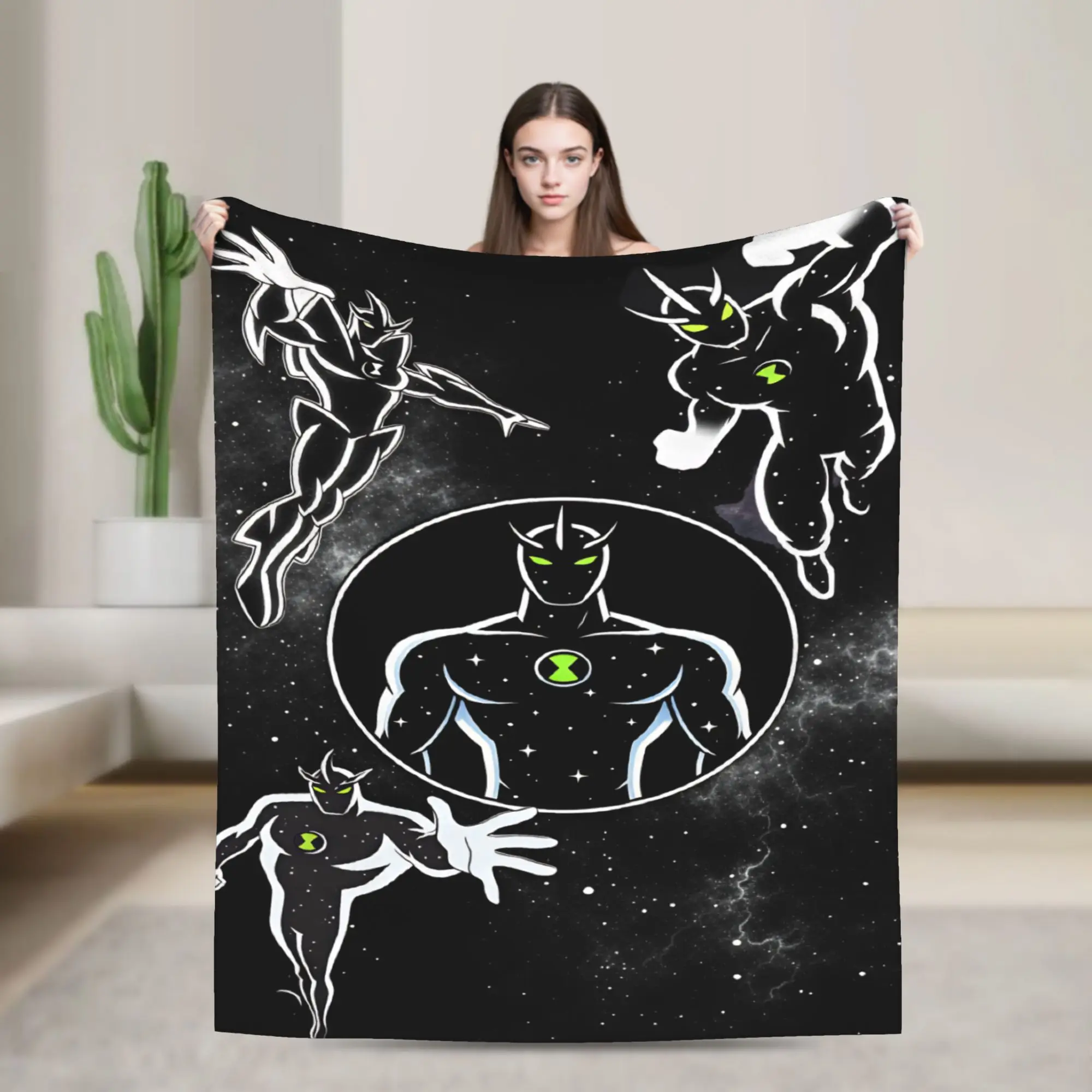 Ben 10 Cartoon Animation Blanket Quality Warm Cozy  Throw Blanket Winter Travel Living Room Print Bedspread