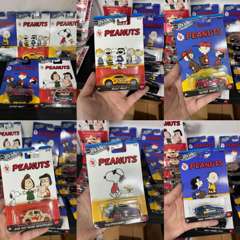 

Hot Wheels Silver Series 75th Peanuts Snoopy Volkswagen Beetle Super Gnat Honda Bully Goat 1/64 Diecast Model Gifts Car Toy