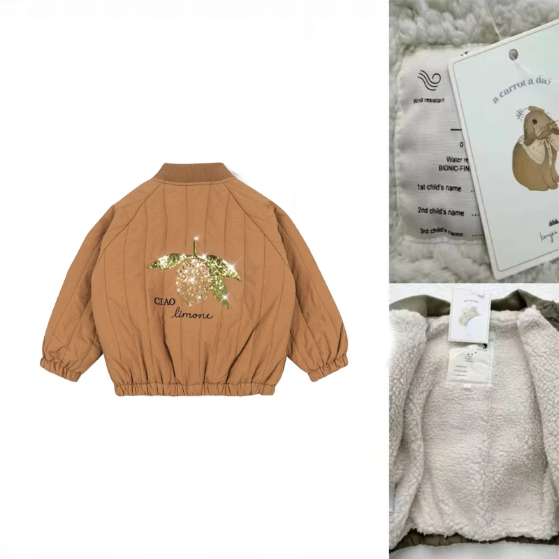 2025A/W Nieuwe Kinderjas Herfst Winter Jongens En Meisjes Borduren Katoen Gewatteerde Kleding Kinderen Dik fluwelen Thermisch Vest