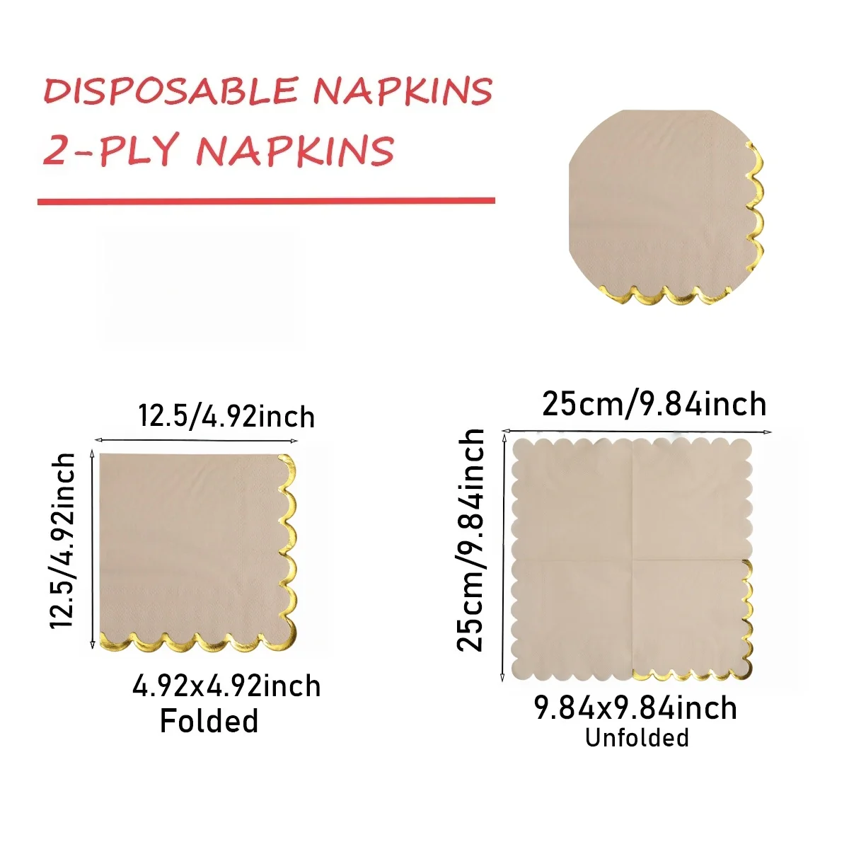 Multi-size options gold foil wavy edge vintage four-color mixed disposable party napkins for table decoration