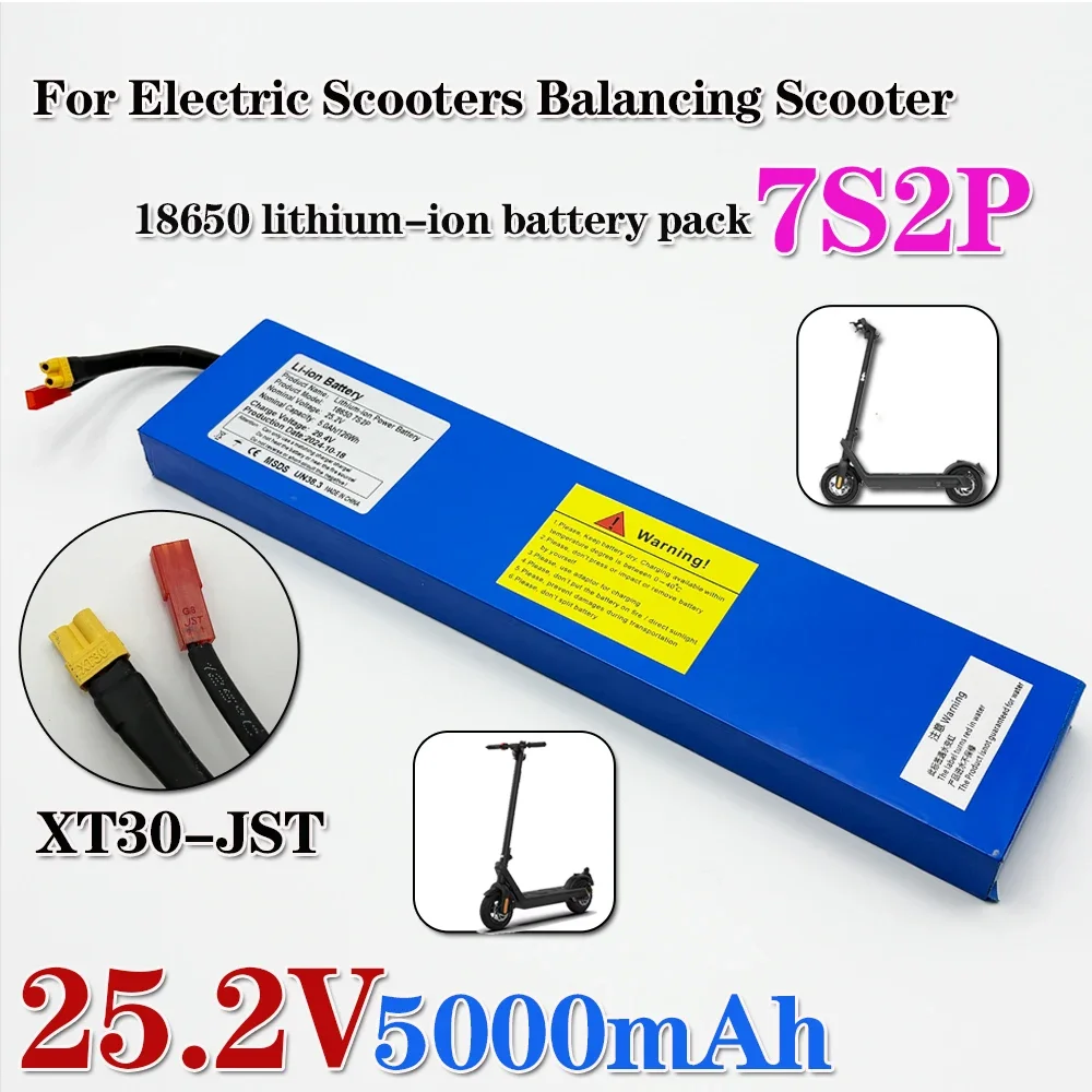 5000mAh 18650 7S2P Li-ion rechargeable battery pack 25.2V suitable for battery replacement of 29.4V electric scooters