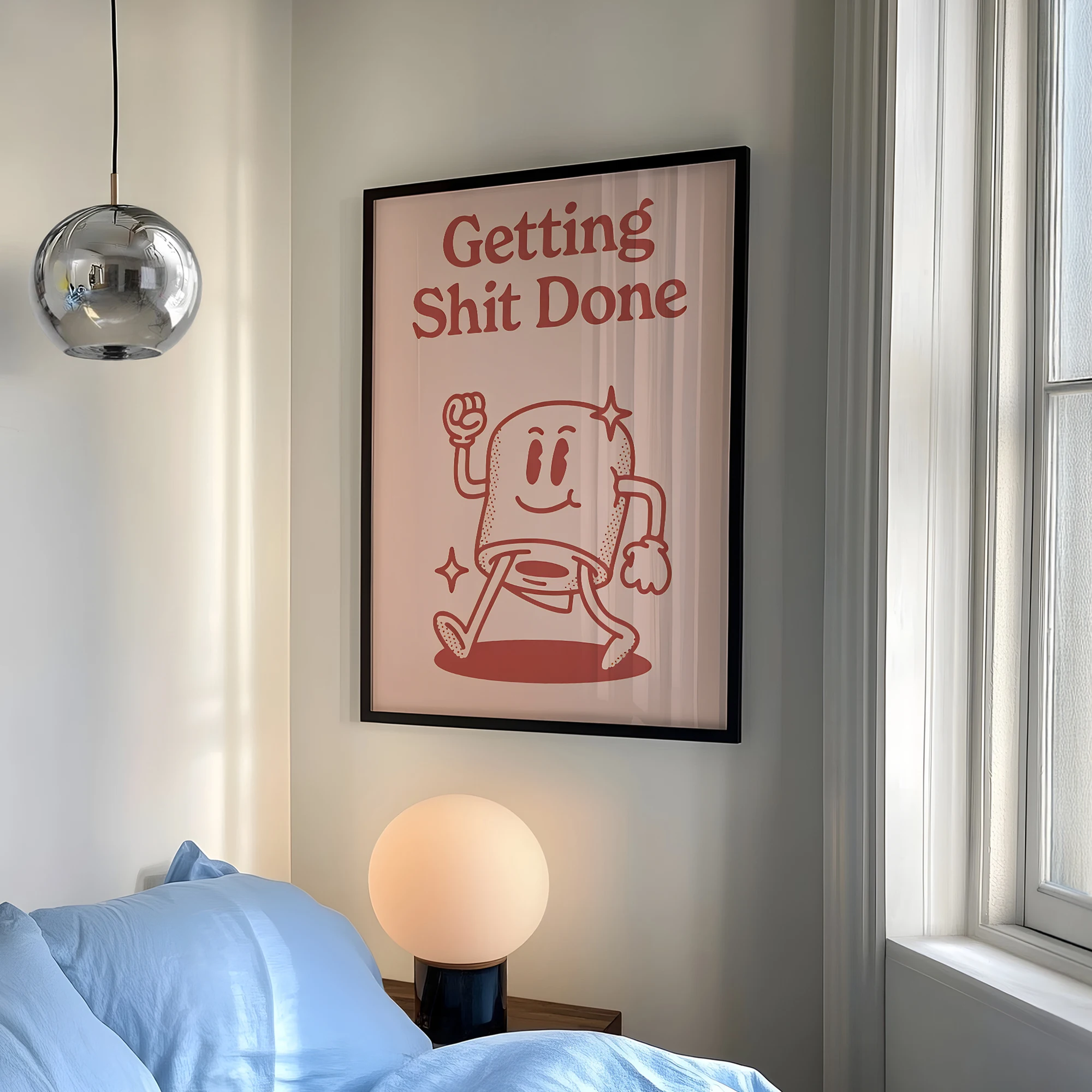 Getting Shit Done Retro Pink Background Wall Art Prints Canvas Painting Poster Picture For Living Dining Kitchen Room Home Decor