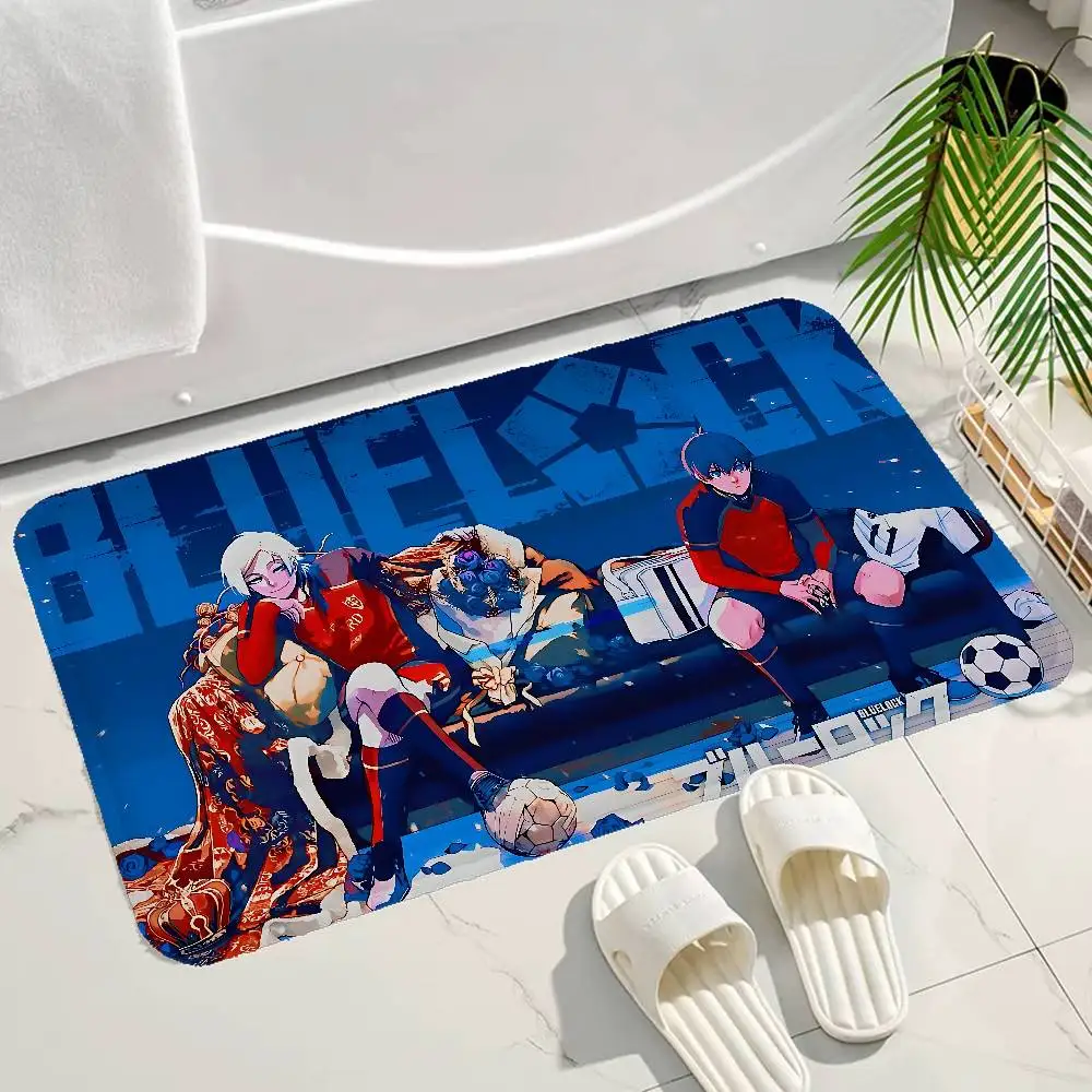 Football Test Field anime B-Blue L-Lock Entrance Door Mat Washable Non-Slip Living Room Sofa Chairs Area Mat Welcome Doormat