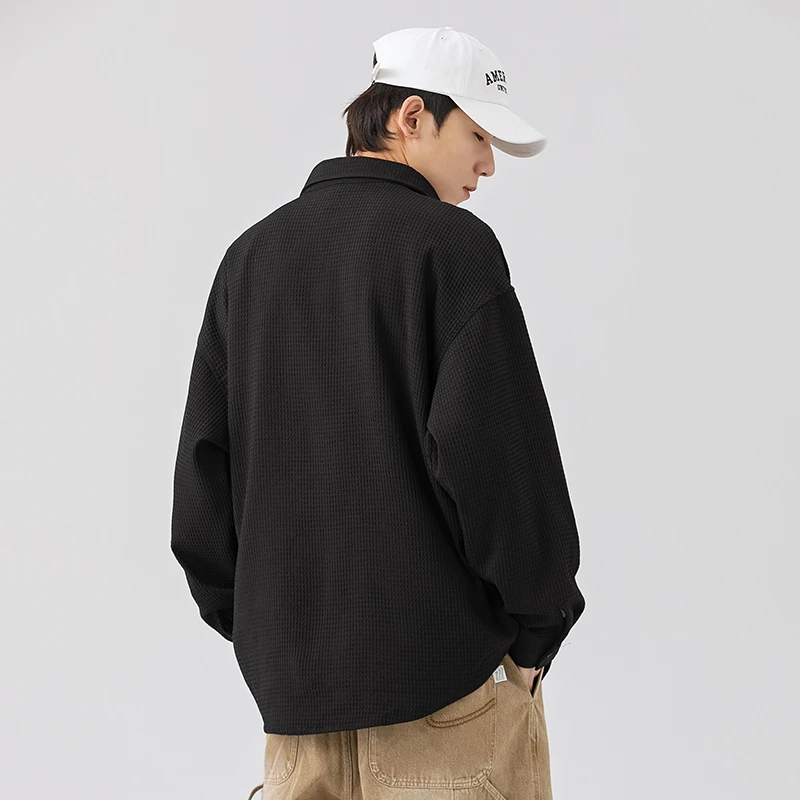 Premium Shirt  Jacket Casual Spring Autumn Loose Coat Spring Cardigan Turn-down Collar Spring