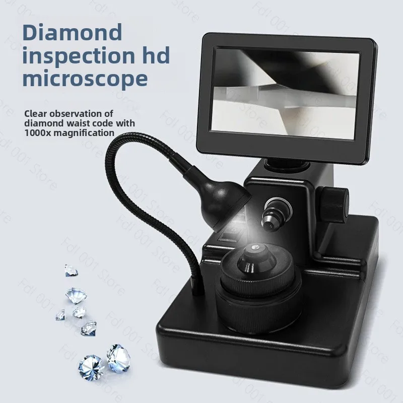 1000X Digital Diamond Girdle Viewer Microscope Camera Diamond Inscription Viewer with 4.3Inch LCD Screen Properties Observer