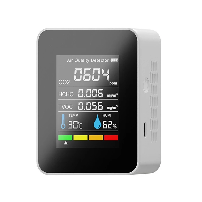 Medidor CO2 5 en 1, Digital temperatura y humedad, Detector TVOC HCHO para hogar