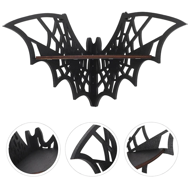 Neue Fledermaus-Eckregale aus Holz, schwebende Fledermaus-Wand-Eckregale, gotisches Schmuck-Display-Regal, Halloween-Dekorationsregal für Zuhause
