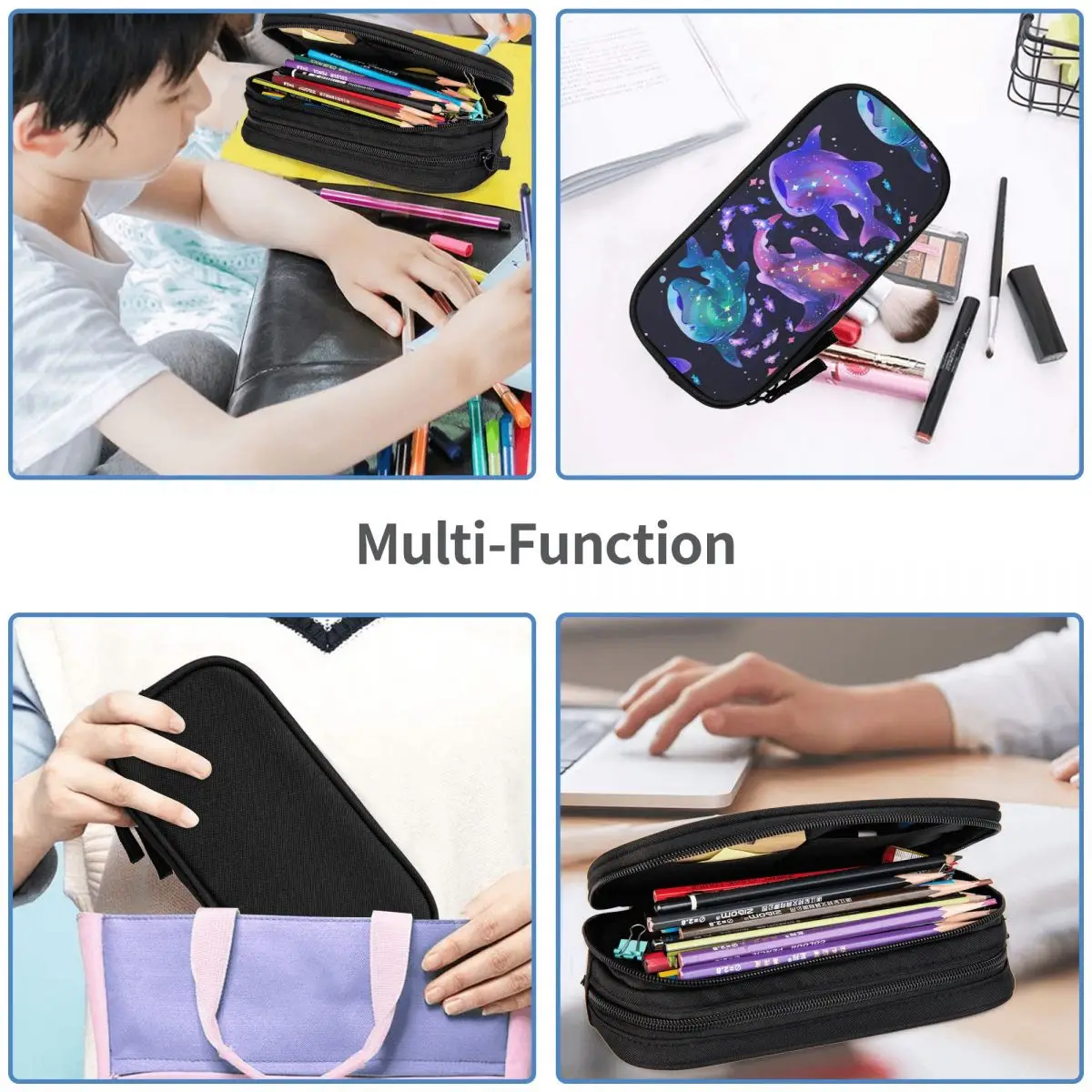 Cosmic Whale Shark Pencil Cases Large Capacity Pen Bags Pen Box Pencil Pouch For Boys Girls Students Stationery School Office