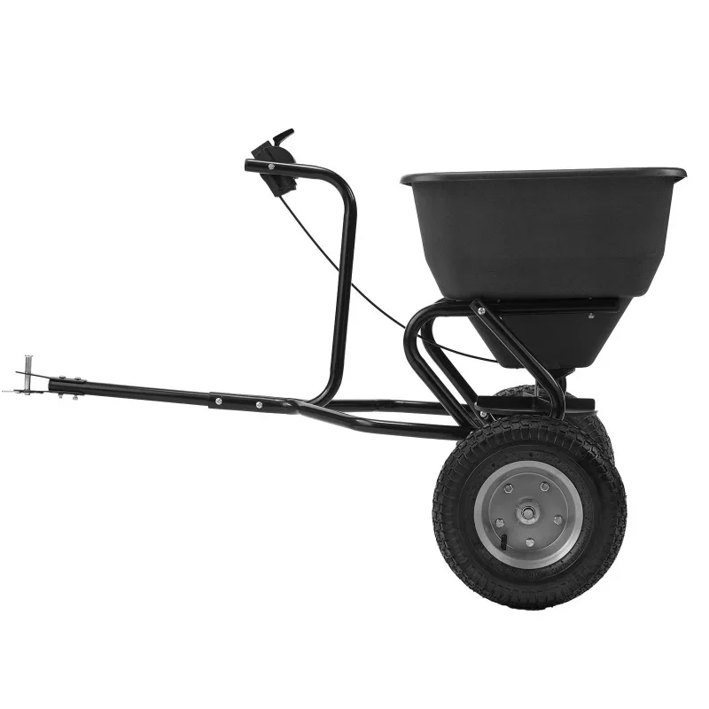 110 lb capacity trailer-mounted radio fertilizer spreader with 10 adjustable settings for garden lawn fertilizer spreader