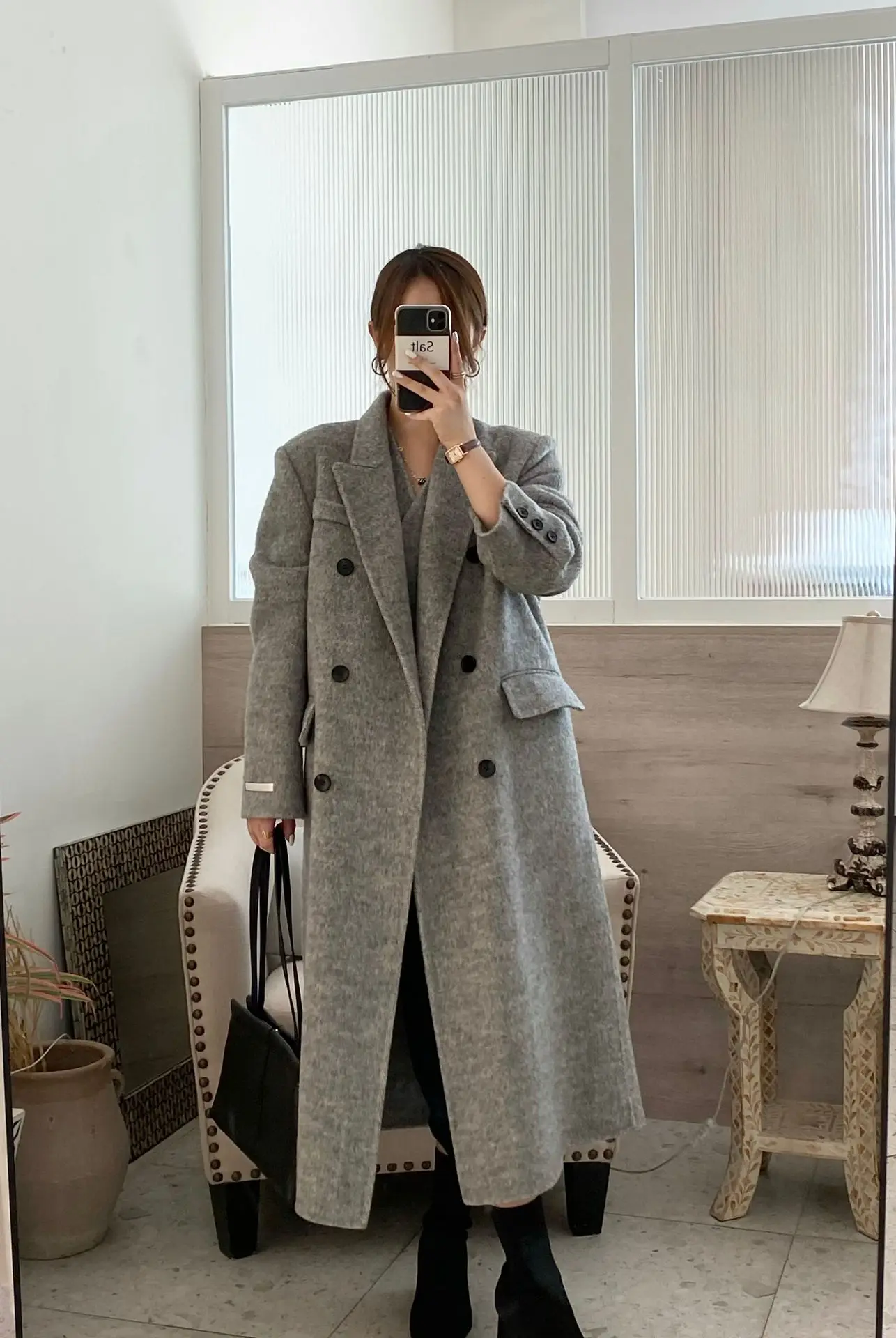 Vest two-piece woolen coat women's 2023 new temperament foreign style double-sided cashmere coat women's medium and long style