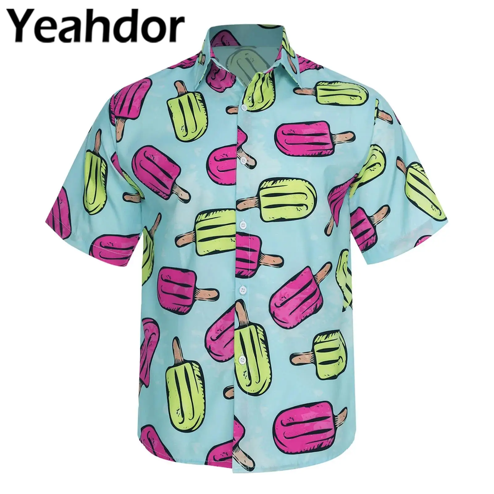 

Мужская летняя рубашка с 3D принтом и лацканами с короткими рукавами и пуговицами, повседневная рубашка, пляжная рубашка, Гавайская рубашка Aloha, модная праздничная повседневная одежда