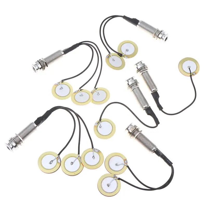 NEW Piezo Contact Microphone Pickup Transducer Self Adhesive Disc Contact Pickup With Audio Jack For Guitar Ukulele Instrument