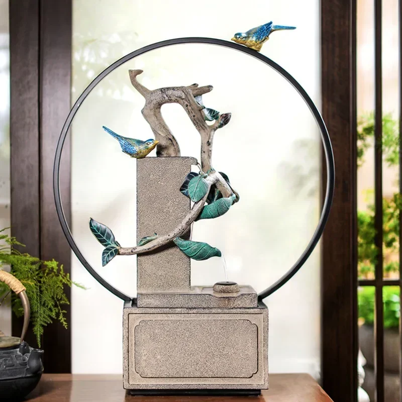 Montaña Artificial y fuente, decoración de paisaje acuático, planta bonsái, humidificador, mueble de TV, escritorio