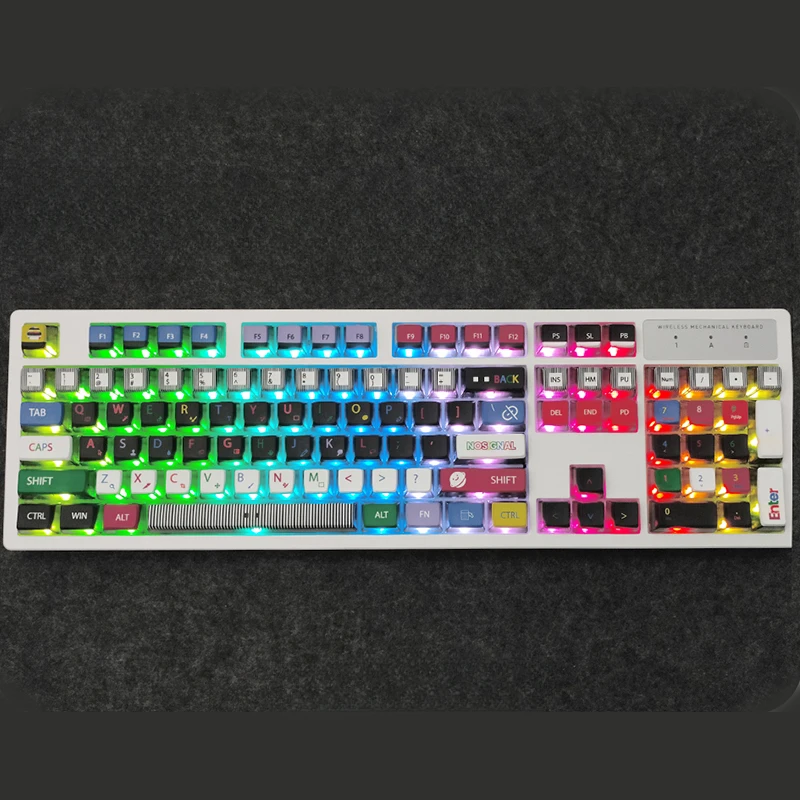 117 Keys/Set No Signal Green Theme Translucent Pudding Keycaps ASA Height for MX Switch DIY Mechanical Keyboard Game Custom Gift