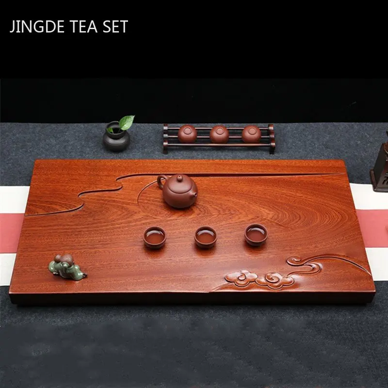 Whole Log Tea Tray Antique Solid Wood Tea Board Household Chahai Drain Type Trays Decorative High Grade Tea Set Accessories