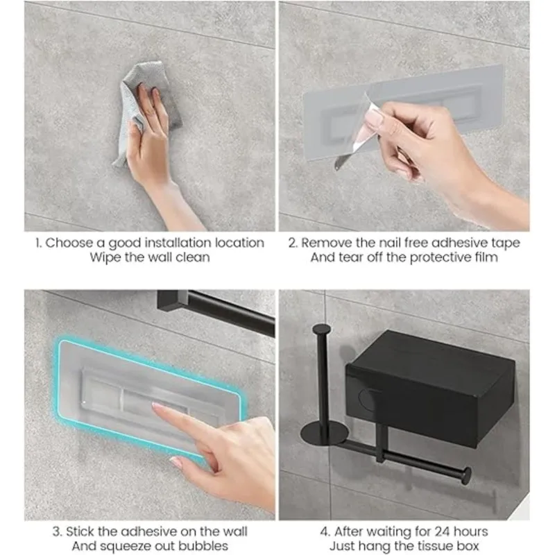 

ALIM - Современный настенный держатель для туалетной бумаги с полкой для хранения, черный диспенсер для туалетной бумаги с контейнером для влажных салфеток