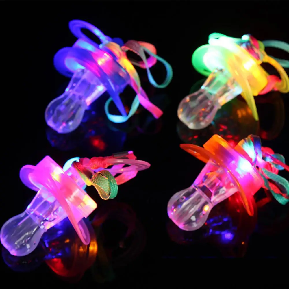 1PC Flashing Orthodontic LED Baby Care Pacifier Party Supplies Glow Toddler Nipple Whistle Flash Sticks Toy Pacifier Random