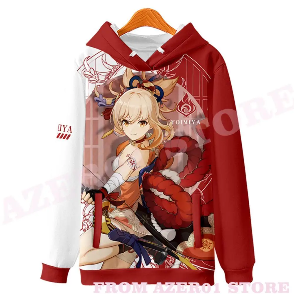 Genshin Impacto Yoimiya 3d Impressão Hoodies Camiseta Apaixonado Homem/Mulher Streetwear Tshirt Zíper Kawaii Harajuku Com Capuz