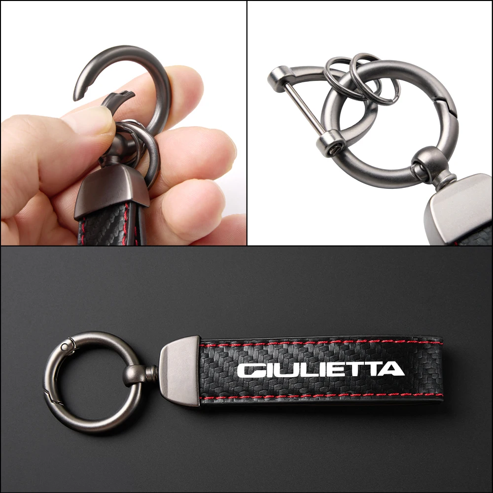 Exquisite Carbon fiber Keychain Auto custom Key Ring For Alfa Romeo 147 156 159 MITO Giulietta Giulia Stelvio Accessories