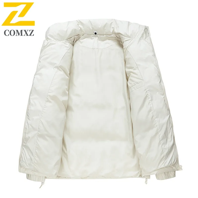 COMXZ 2025 Couple Stand Collar Winter Cotton-Padded Jacket Puffer Coat Waterproof Windproof Casual Outdoor Sports Workweer Coat