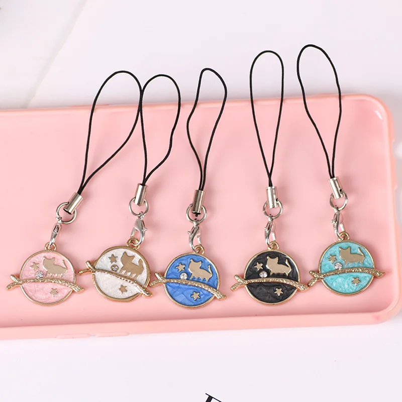 

Starry Sky Cat Mobile Phone Pendant U Disk Lanyard Pendant Short Cute Sweet Student Artistic Mobile Phone Chain