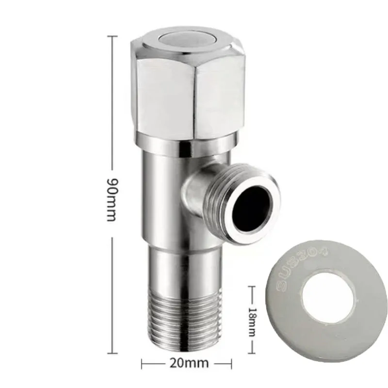 SUS304 Stainless Steel Filling Valves Angle Stop Valve with OFF ON Switch Angle Triangle Valves Cold Hot Water for Bathroom