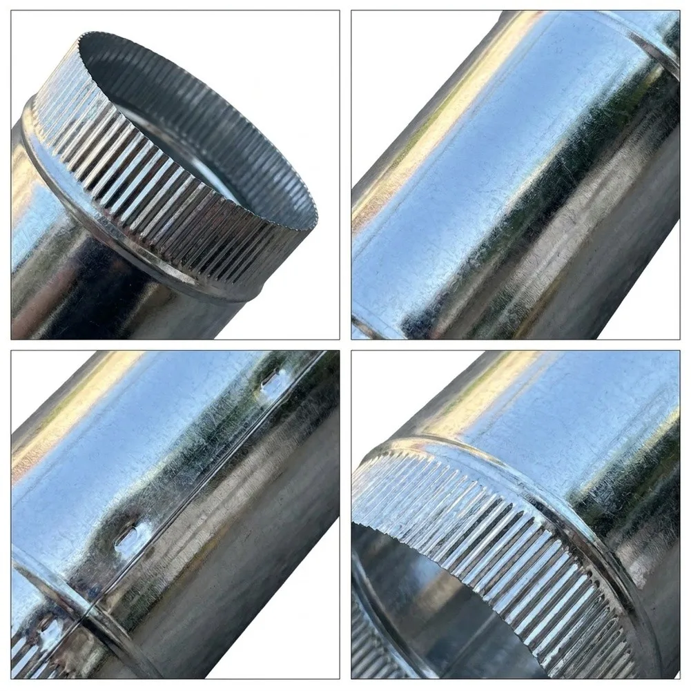 4 Inch Galvanized Steel Round Dryer Duct Straight Bathroom Fan Pipe Duct Connector For Ventilation Equipment