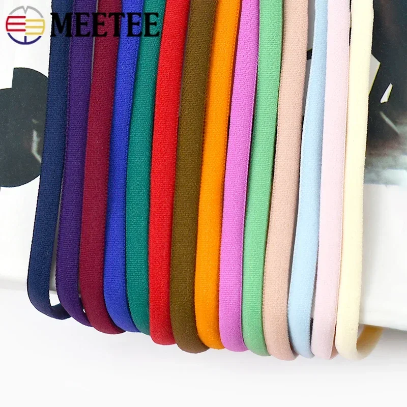 5Meters Meetee 3/5mm Colorful Elastic Band Polyamide Rope Oil Core Hair Ring Ear Strap Belt Decor Rubber Tape Sewing Accessories